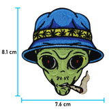 Kiffer-Alien-Ufo-Hut-Marihuana-Patch-Aufnäher-Maße