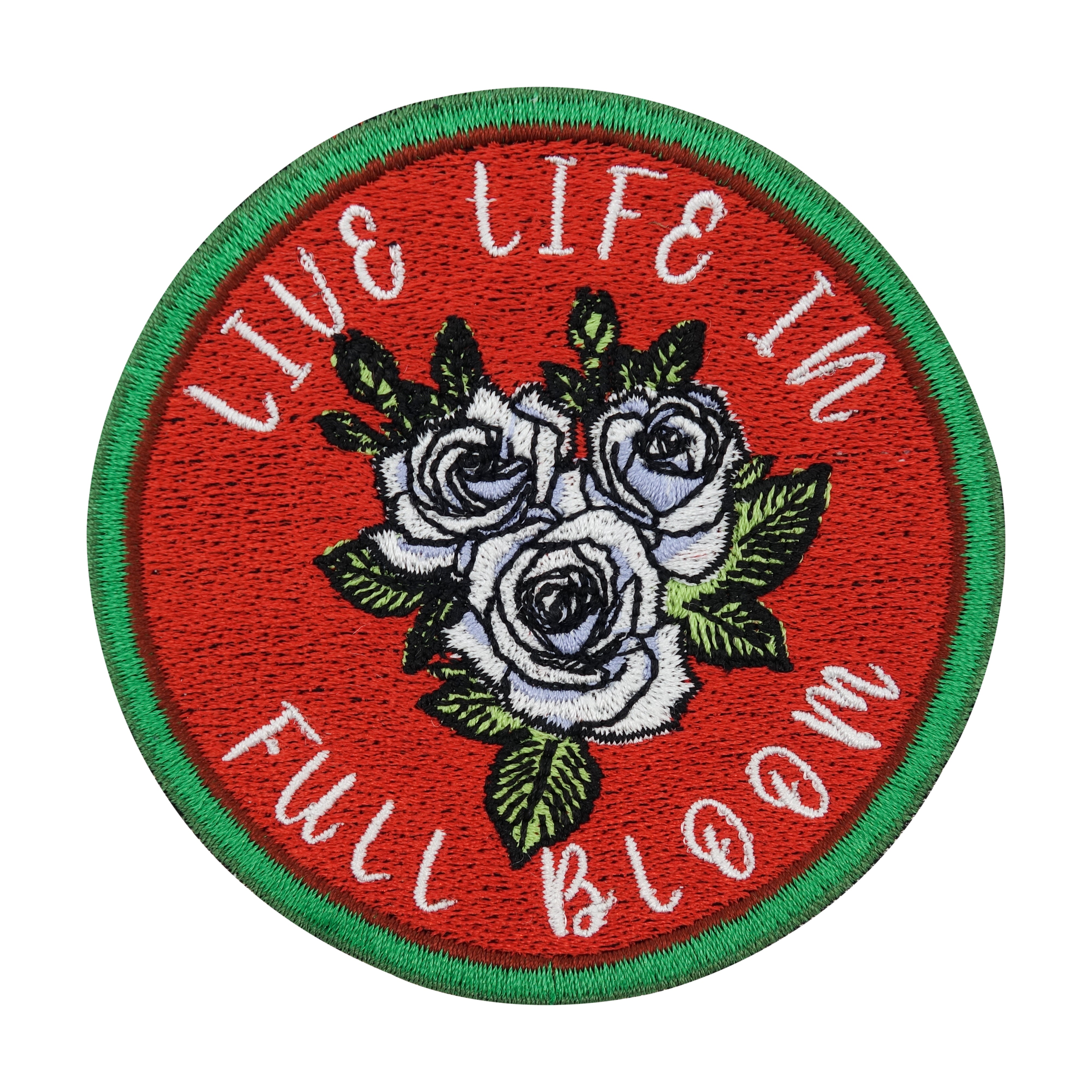 Full Bloom Weißer Rosen Patch zum Aufbügeln Rose Blumen Flower Aufbügler
