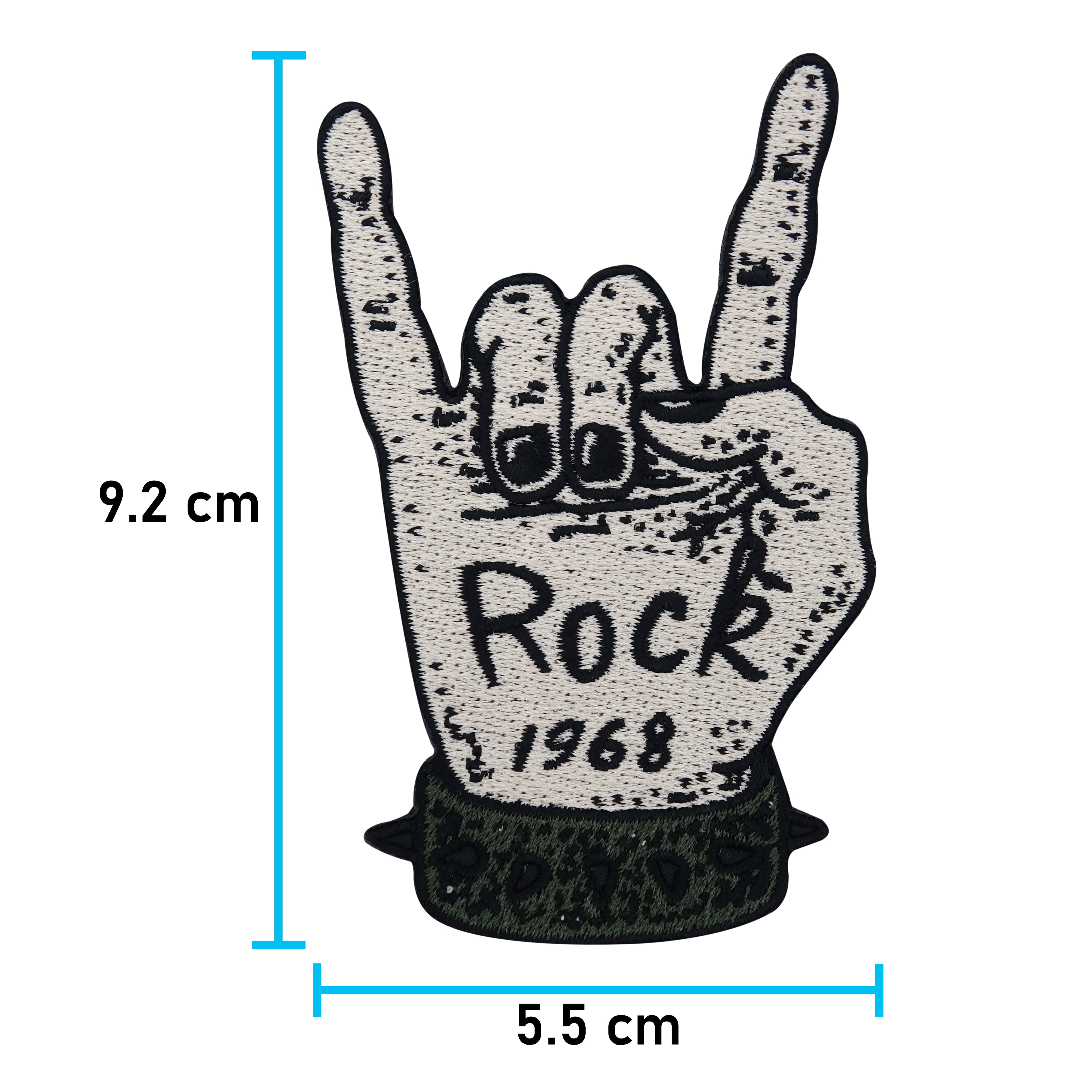 Rock-Hand-Finger-Musik-Patches-Maße
