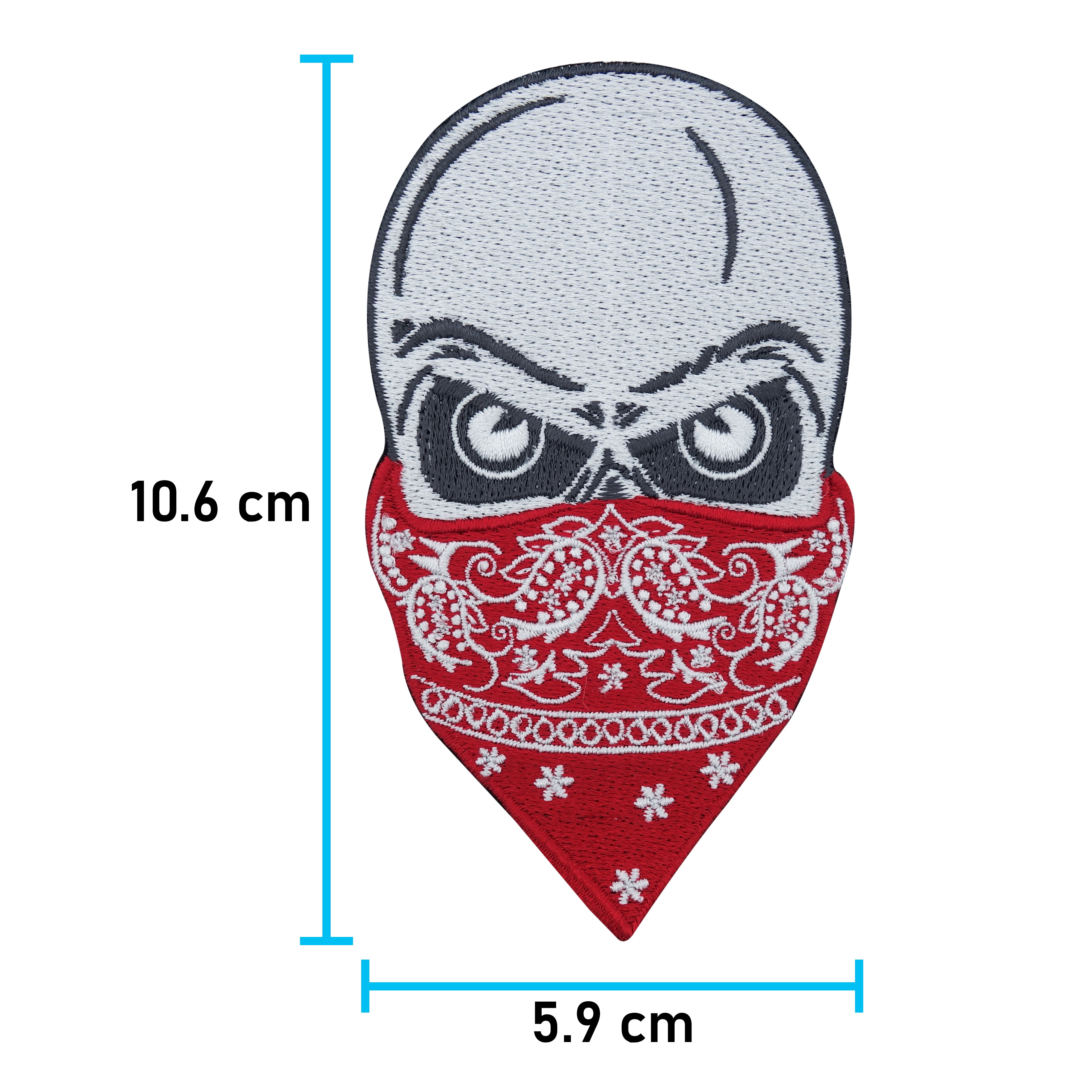 Totenkopf-Totenschädel-Bandana-Patch-Aufbügler-Maße