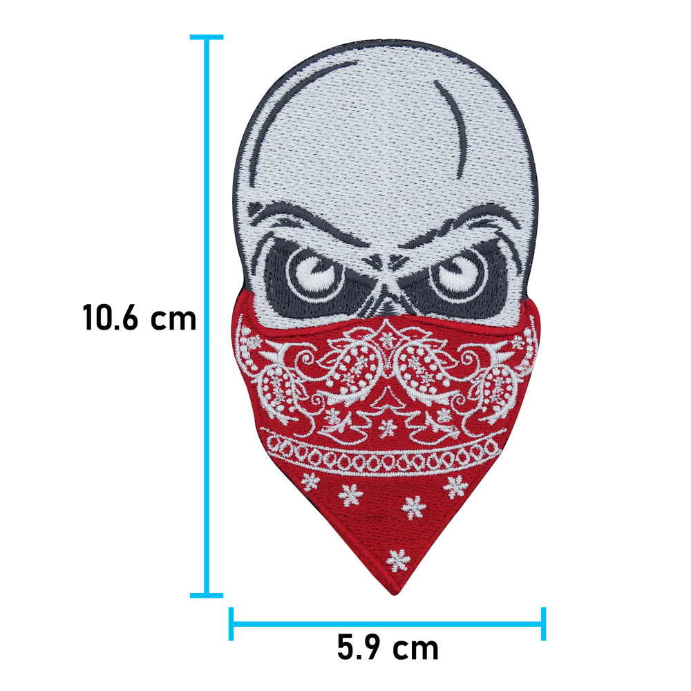 Totenkopf-Totenschädel-Bandana-Patch-Aufbügler-Maße