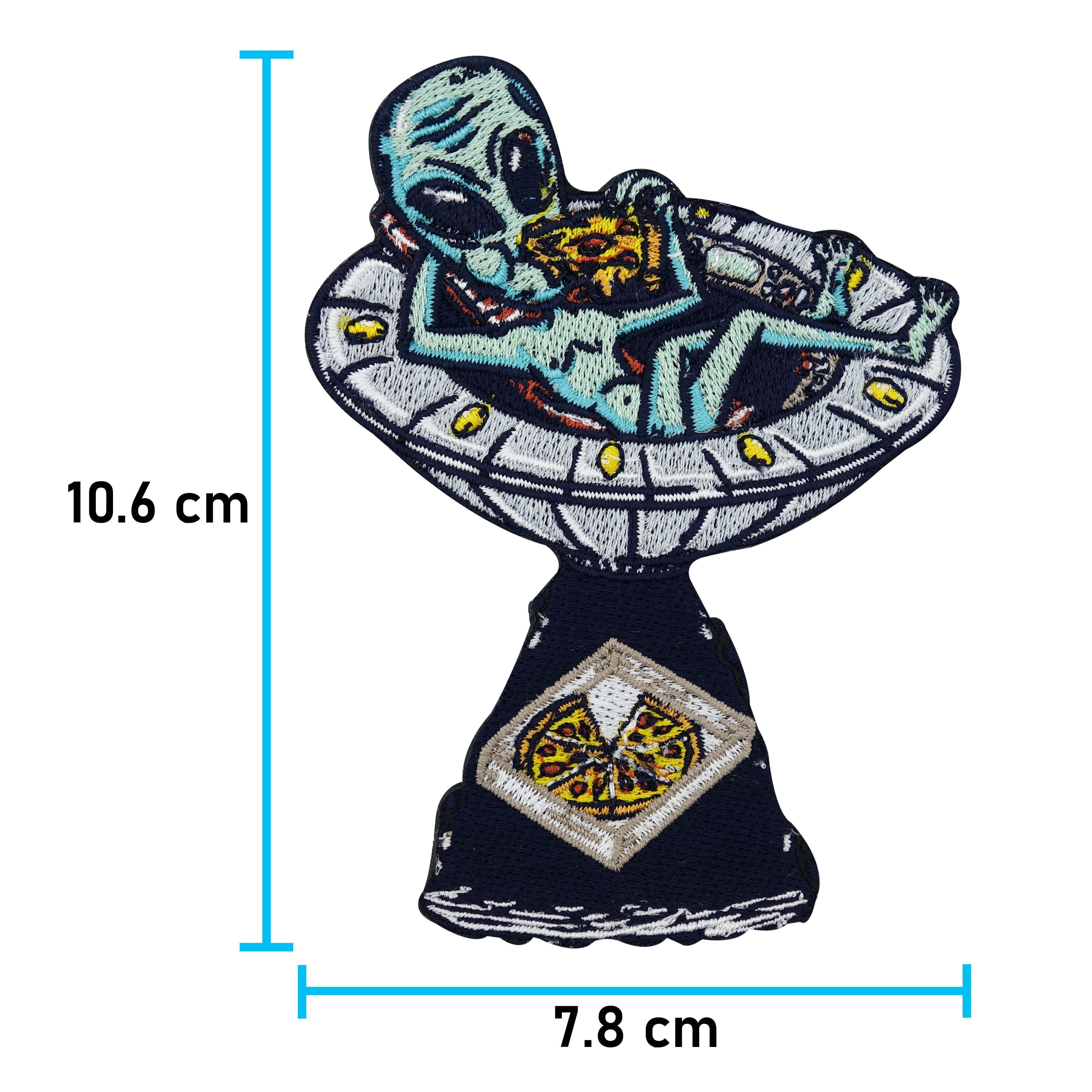 Alien Pizza Service Patch zum Aufbügeln, Lustige Ufo Flicken