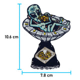Alien Pizza Service Patch zum Aufbügeln, Lustige Ufo Flicken