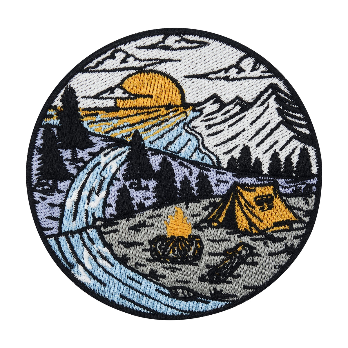 Sonne-Fluss-Berge-Aufnäher