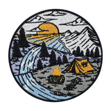 Sonne-Fluss-Berge-Aufnäher